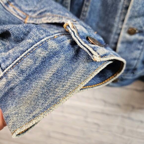 Vintage Plain Pockets Men's Denim Trucker Jacket Sz LXT USA Made Vtg - Picture 2 of 8